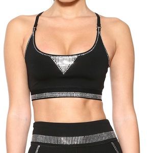 Adam Selman Sport Silver Crystal Core Sports Bra
